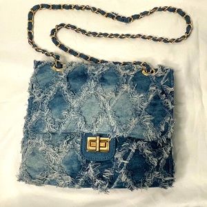 Dasein Distressed Denim Shoulder Bag